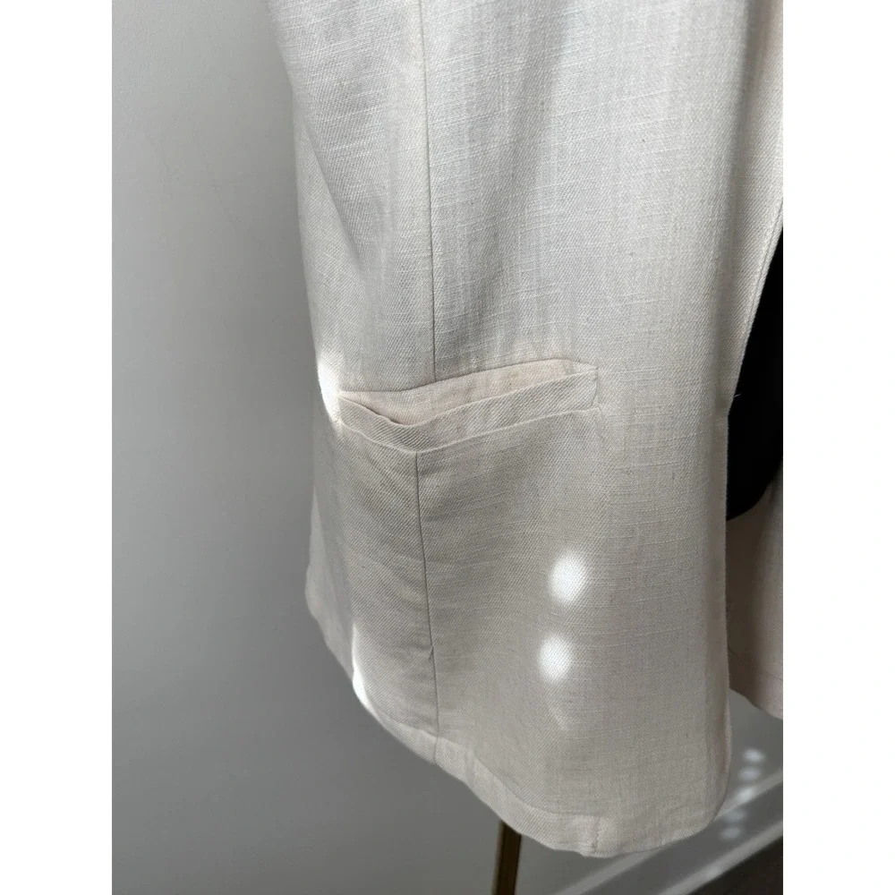Stoosh Women's M Linen Blend Open Front Blazer Pockets